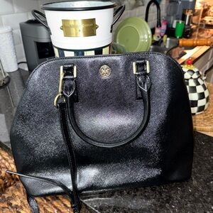 Tory Burch Shimmering Black Satchel